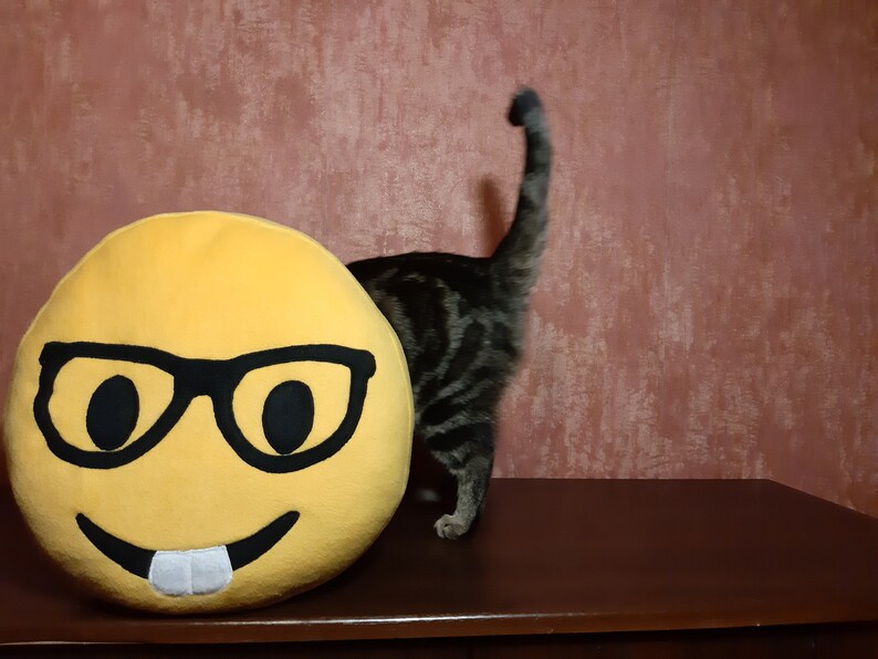 Nerd face emoji pillow Big size Hand made bespoke pillow Etsy