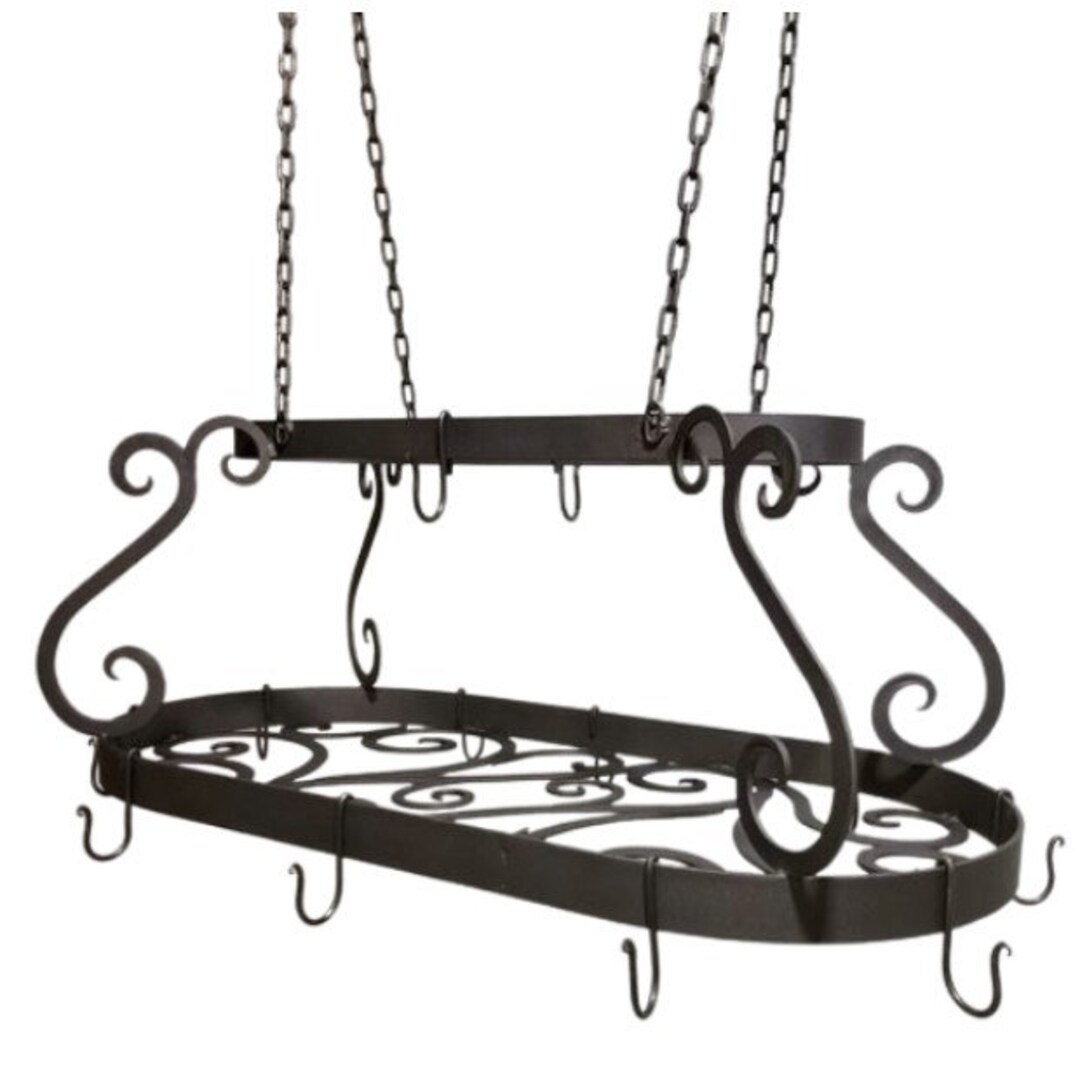 Custom Hand Iron Ceiling Mounted Pot Rack Pot & Pan Rack Hand