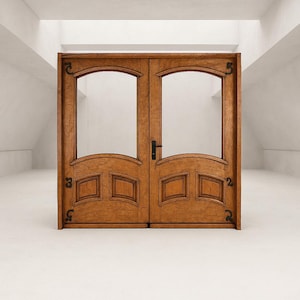 Hand-Carved 2” Solid Cedar Double Door | Custom Rustic Entry | Luxury Front Door for Hacienda, Ranch, or Spanish-Style Homes