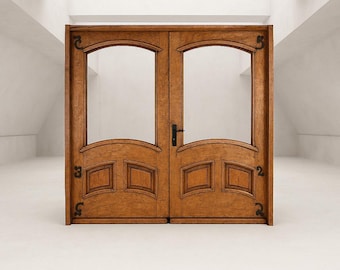 Hand-Carved 2” Solid Cedar Double Door | Custom Rustic Entry | Luxury Front Door for Hacienda, Ranch, or Spanish-Style Homes