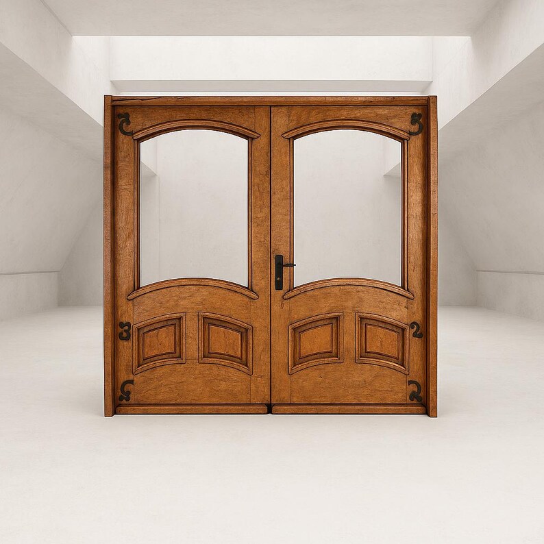 Puerta doble de cedro macizo tallada a mano: Entrada rústica estilo hacienda. imagen 9