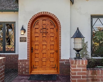 Custom Hand-Hewn Solid Wood Arched Door | Antique Handcrafted Entrance Doors | Rustic Double or Single Exterior Door, Pantry doors