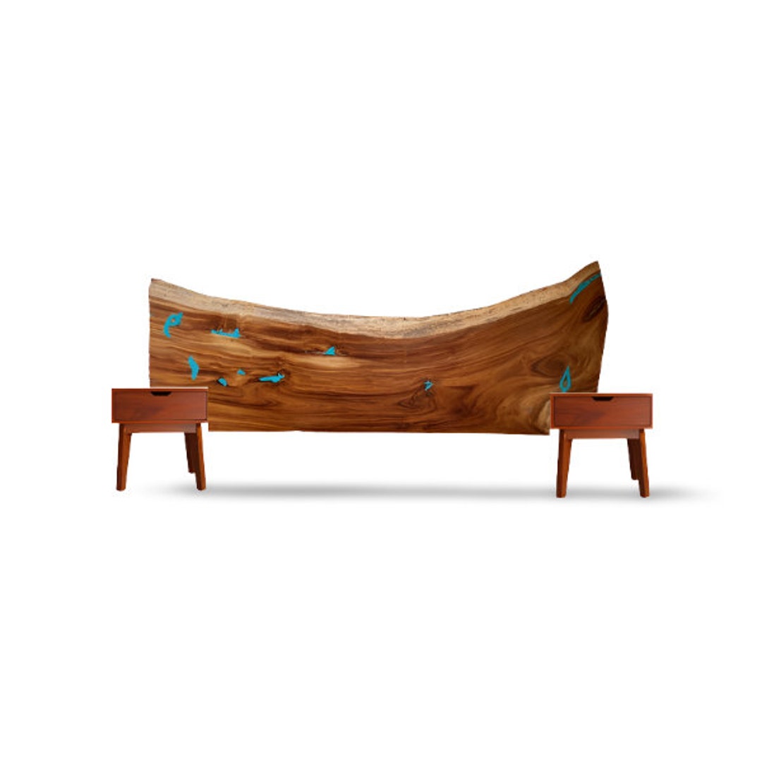 Live Edge Headboard and Nightstand Custom Headboards Modern Headboard