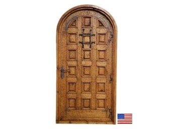 Hand-Hewn Arched Cedar Wood Door | Custom Entrance