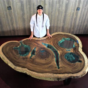 Live Edge Wood Slab, Custom Epoxy Resin Table, Wall Art image 4