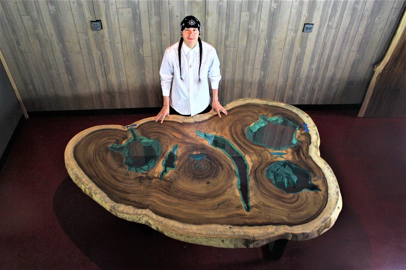 Live Edge Wood Slab, Custom Epoxy Resin Table, Wall Art image 4
