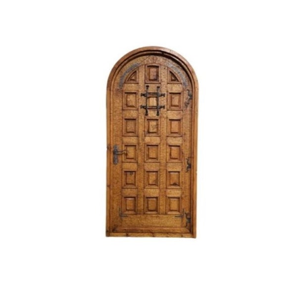 Custom Solid Wood Top Lite Arched Door, Handcrafted Antique Entrance Front Doors, Custom Size Double or Single Rustic Exterior Doors |
