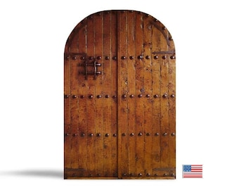 Puertas arqueadas de cedro talladas a mano, estilo colonial antiguo, hechas a medida.