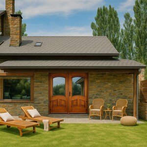 Puerta doble de cedro macizo tallada a mano: Entrada rústica estilo hacienda. imagen 3