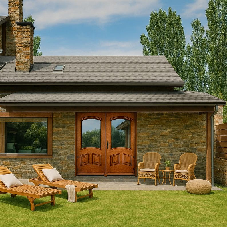 Puerta doble de cedro macizo tallada a mano: Entrada rústica estilo hacienda. imagen 3