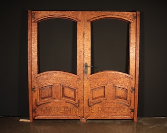 Hand-Carved Solid Cedar Double Door: Rustic Hacienda Entry