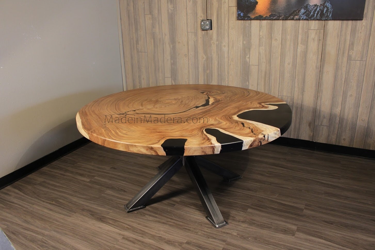 SOLD Live edge Round Dining Table Epoxy Table top Custom Etsy