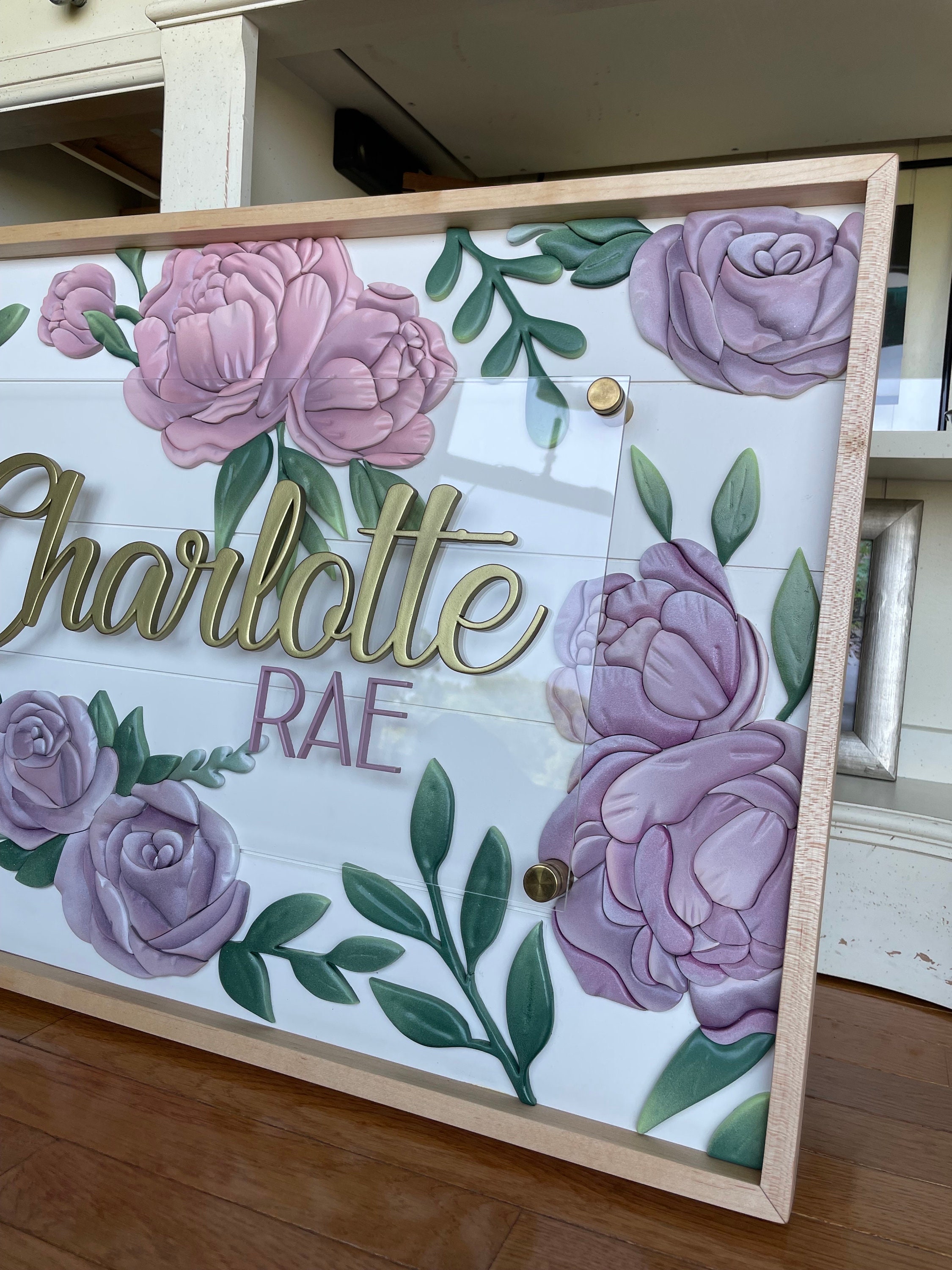 Floral Custom Nursery Sign | Peonies & Roses