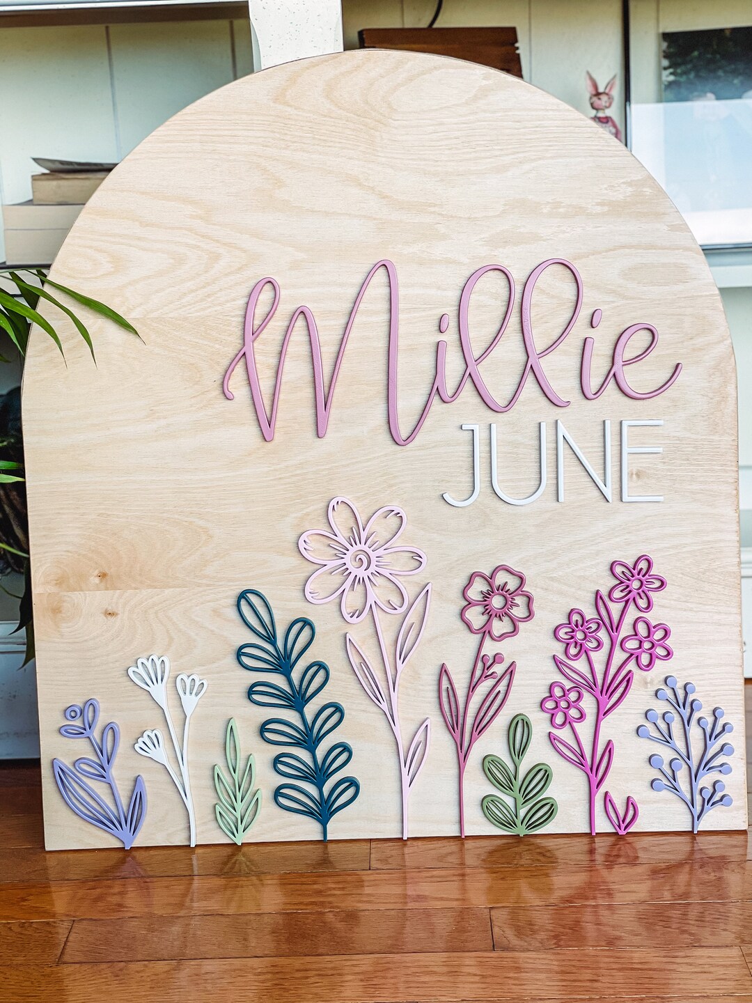 Nursery Simple Floral Name Sign - Etsy