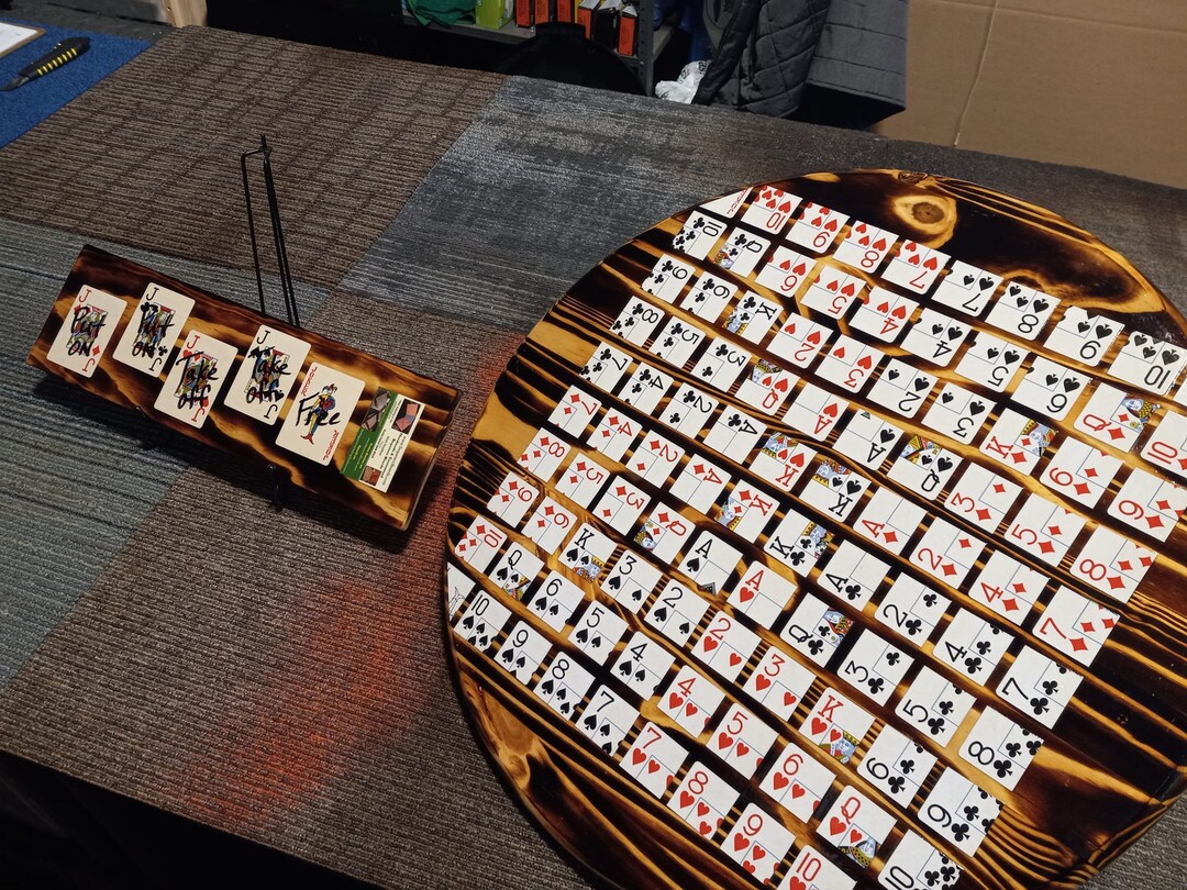 Wood Burned Handmade Round Sequence Game Board 24 Inch in Diameter & 1/