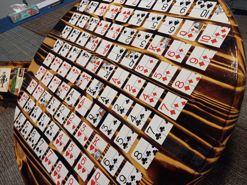 Wood Burned Handmade Round Sequence Game Board 24 Inch in Diameter & 1/