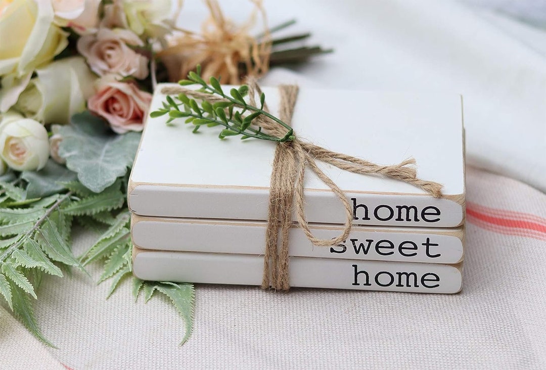 Personalized Photo Book Stack With Saying Home Sweet Home Etsy