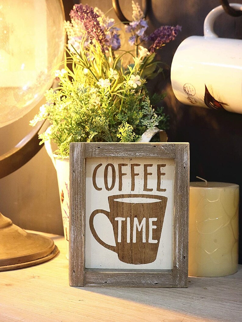 Coffee Time Rustic Barn Wood Small Coffee Box Sign Decor for Etsy