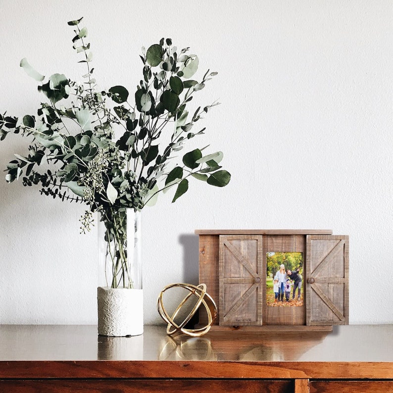 Multi Wood Barn Door Picture Frame 2 Openings Rustic Wall Etsy