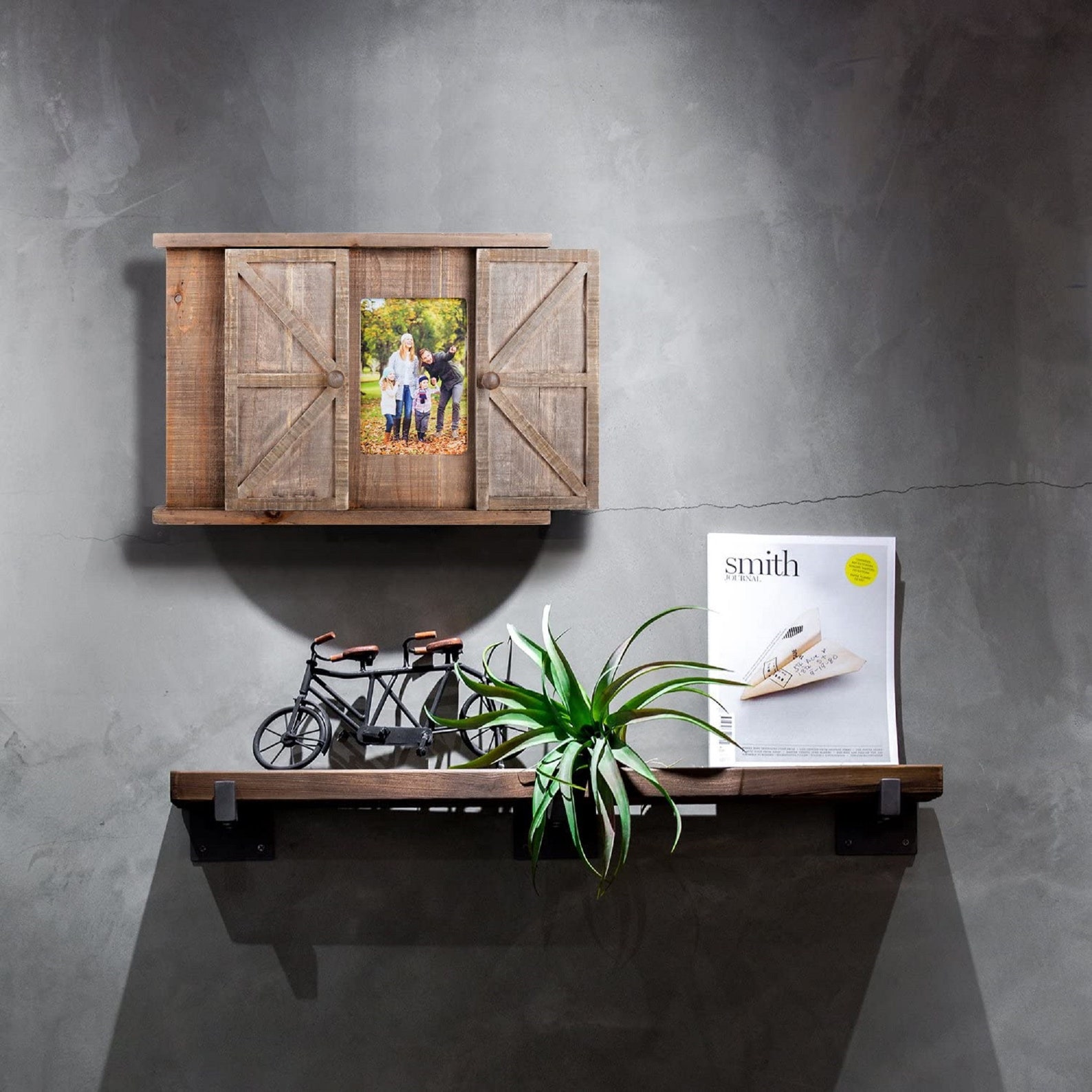 Multi Wood Barn Door Picture Frame 2 Openings Rustic Wall Etsy