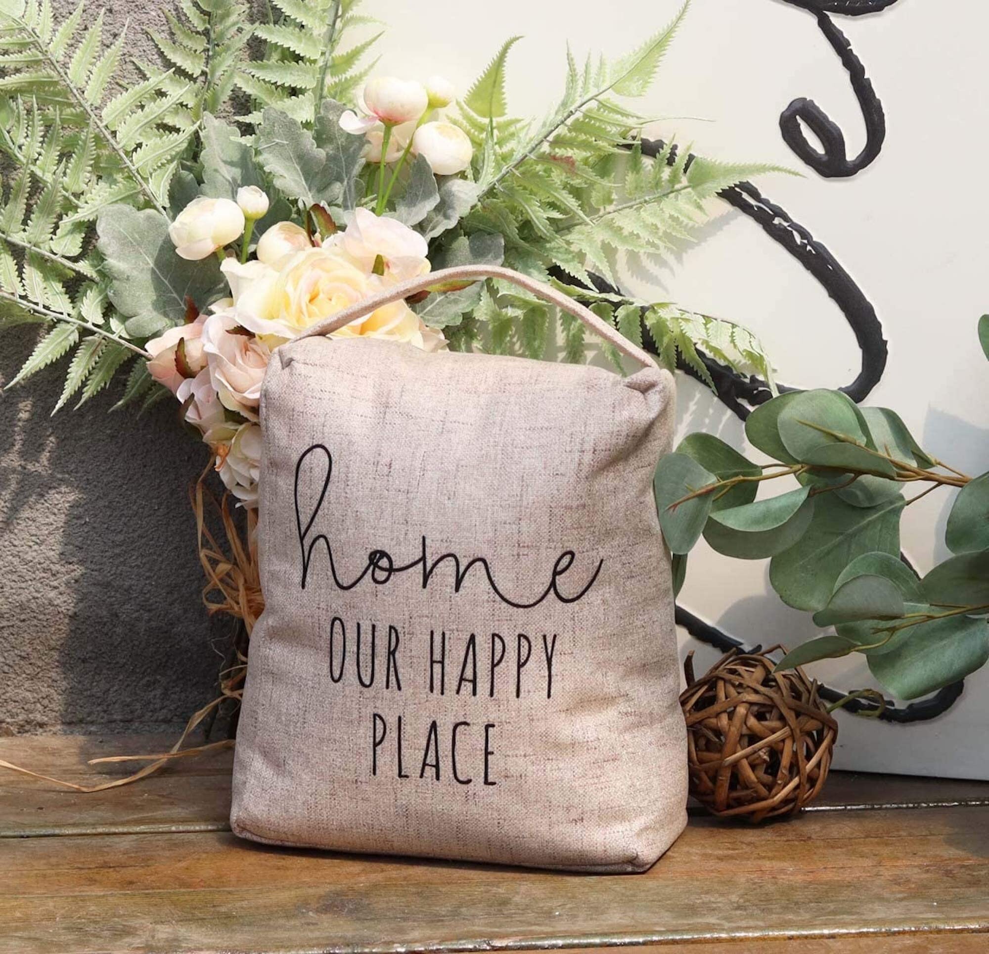 Home Our Happy Place Door Stop With Handledecorative Weighted Etsy
