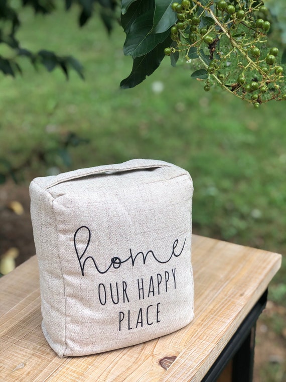 Home Our Happy Place Door Stop With Handledecorative Weighted Etsy