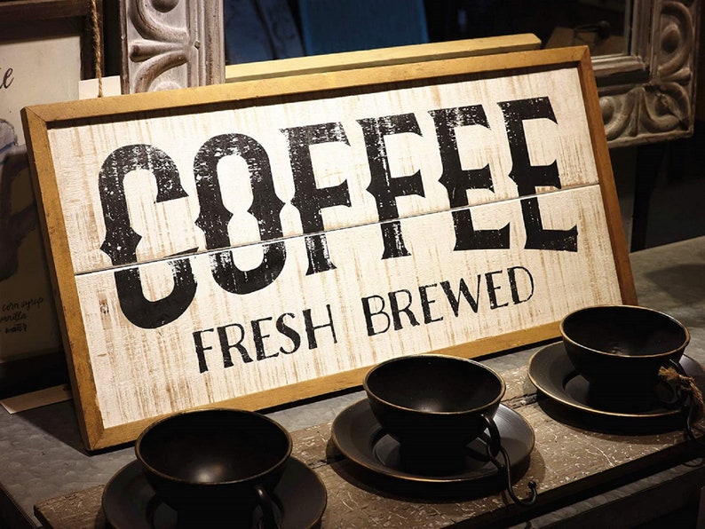Wood Coffee Signs Rustic Farmhouse Decorative Coffee Sign Wall Etsy