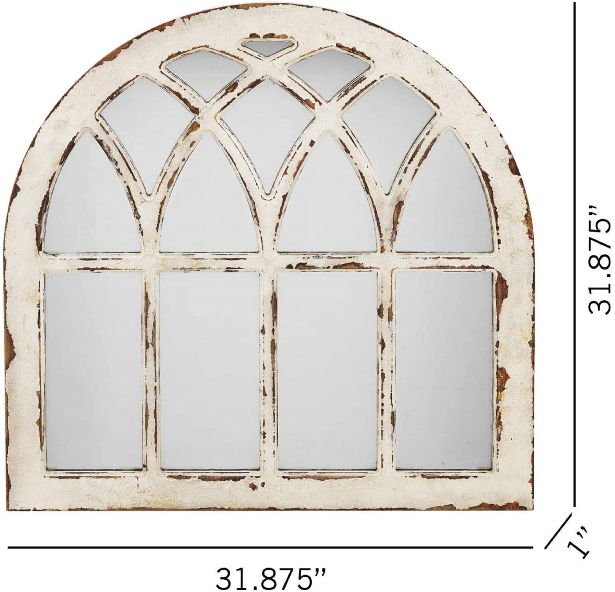 Distressed Arched Window Pane Wood Framed Wall Mirror Etsy