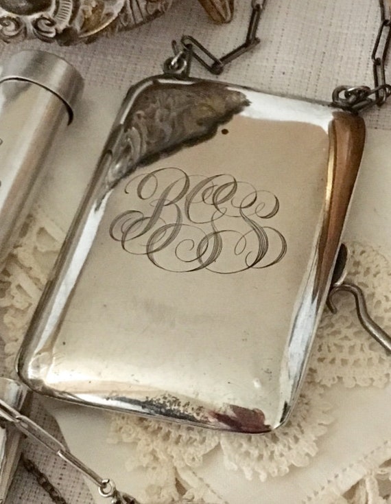 Antique Victorian Sterling Silver Chatelaine Coin… - image 1
