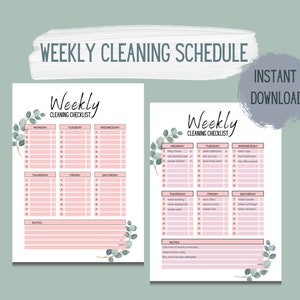 Editable Cleaning Schedule, Simple Schedule, House Cleaning, Printable