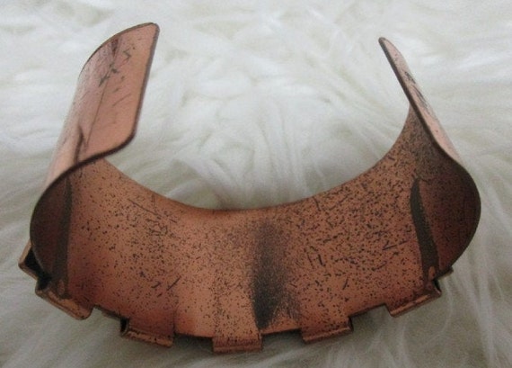 Vintage ART DECO Copper Enamel Cuff Bracelet - image 3