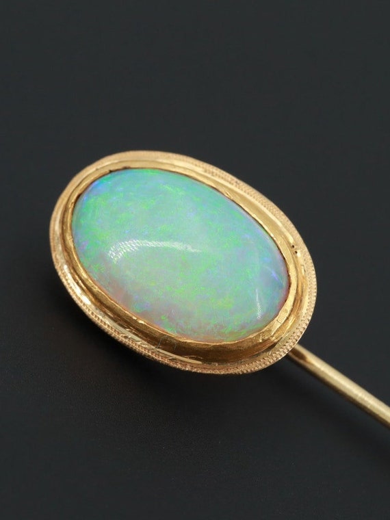 18K Gold Antique Opal Lapel Scarf Pin Circa 1890's
