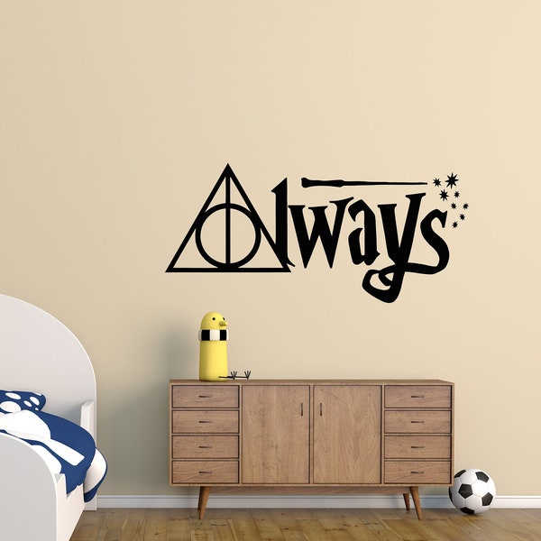 Harry Always decal, Magical stick wall mural, nursery harry decals, kids room decor, Witchcraft themed wall decal