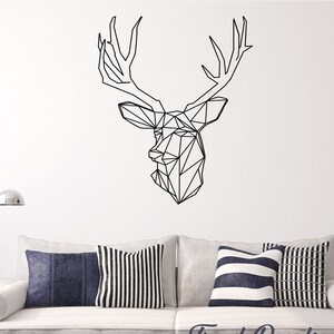 Decalque geométrico de veado, adesivo de vinil Buck, decalque temático de caça, decoração Buck, decalque de chifre, presente de caçador