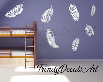Décalcomanies de feuilles de palmier, autocollants en vinyle à 7 feuilles de palmier, décalcomanie sur le thème de la plage, décoration de chambre à coucher, décalcomanie de chambre à coucher, décalcomanie murale de palmier, décor de plage