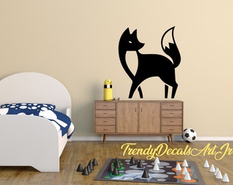 Fox decal, nursery fox vinyl sticker, kids room fox decor