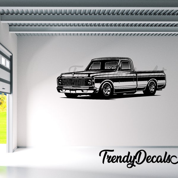 Chevy C-10 1970 Decal, Pick-up Wall Decal, Car Wall Vinyl Sticker, Man Cave Decal, Garage Decor, Hot Rod Mural Decal, Chevy Truck Decal