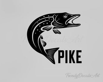 Pike Decal, Fishing decal, Fishing sticker, Fishing Vinyl Decal, Tackle Box Sticker, Trendy Pike Decor, Fishing Boat Decal