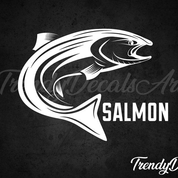 Salmon Decal, Fishing decal, Fishing sticker, Fishing Vinyl Decal, Tackle Box Sticker, Trendy Salmon Decal, Fishing Boat Decal