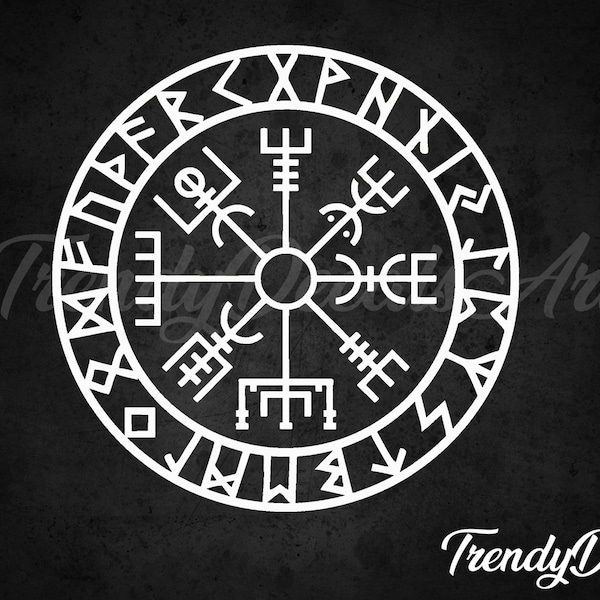 Nordic Compass Decal, Viking Compass Vinyl Sticker, Iceland Vinyl Decal, Ancient Compass Decal,  Navigation Compass Decal, Thor decal