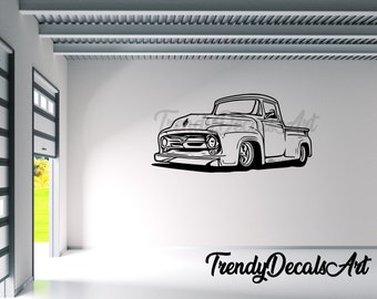 1950's Pickup Decal, Car Wall Decal, Pickup Truck Wall Vinyl Sticker, Man Cave Decal, Garage Decor, Hot Rod Mural Decal, Street Rod Decal