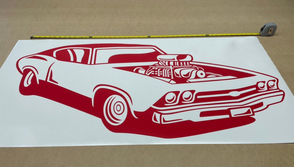 Chevy Chevelle Decal, Car Wall Decal, Car Wall Vinyl Sticker, Muscle ...