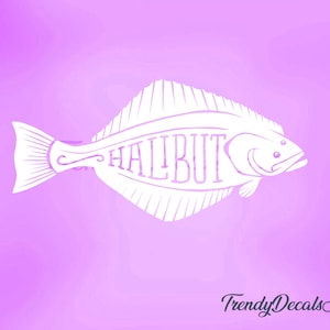 Heilbot sticker, vissen decal, vissen sticker, vissen vinyl sticker, tackle box sticker, auto raam sticker, vissersboot sticker
