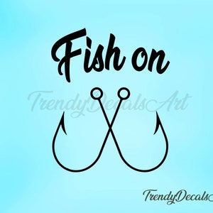 Vis op sticker, visserij sticker, visserij sticker, visserij vinyl sticker, autoruit sticker, vis haak decor, vissersboot sticker