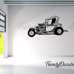 Hot Rod Roadster Decal, Car Wall Decal, Car Vinyl Sticker, 20&#39;s car Decal, Garage Decor, Hot Rod Mural Decal, Hot Rod Wall Decal