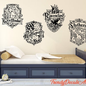Harry house crests (1) decal, house emblems, nursery harry decals, kids room decor, choose your decal