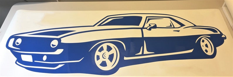 Chevy Camaro Decal, Car Wall Decal, Car Wall Vinyl Sticker, Man Cave Decal, Garage Decor, Hot Rod Mural Decal, Chevy Vinyl Decal image 3