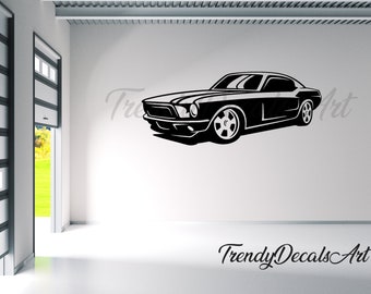 1969 Ford Mustang Silhouette Wall Vinyl Decal Sticker Muscle Car Man Cave Garage 