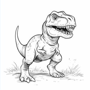 Tyrannosaurus Rex Dinosaur Simple Coloring Page Download for Kids