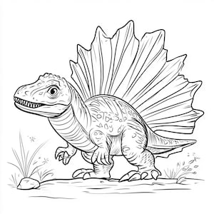 Dimetrodon Dinosaur Simple Coloring Page Download for Kids